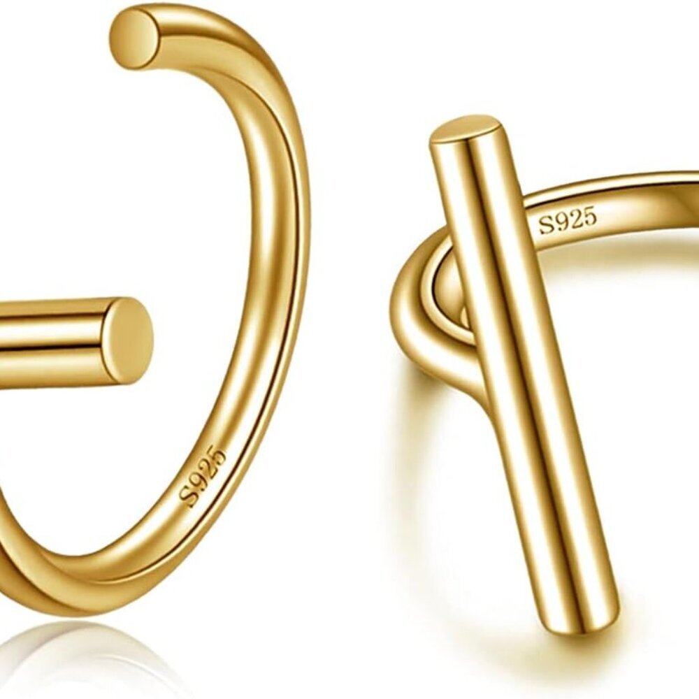Half Hoops Earrings 925 Sterling Silver Small Huggie Hoop Earrings Ball, Bar, St